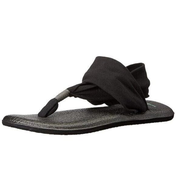 Sanuk Women's Yoga Sling 2 Flip Flop Thong Sandal Beach Active 9 B(M) US, Black - Picture 1 of 5